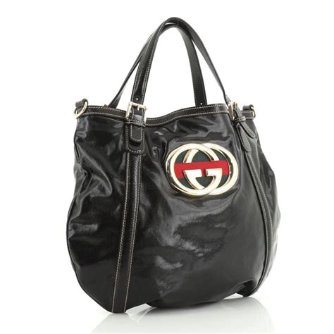 gucci sherry web britt dialux interlocking gg|Gucci Britt Web Tote Dialux Coated Canvas Medium .